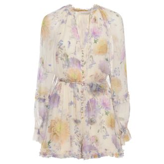 Zimmermann Playsuits, female, Multicolor, Size: M Luna Ruffle Playsuit