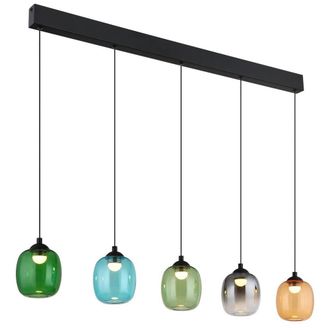 Netlighting Minara Bar Pendant Ceiling Light Matt Black Glass Shade 5x LED 3000K
