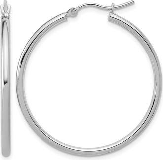 Diamond2Deal 14K Gold 2x35mm Round Shape Hoop Earrings