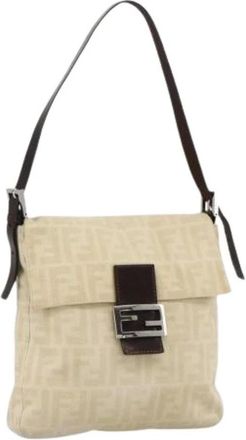 Fendi Pre-owned Cross Body Bags, female, Beige, Size: ONE SIZE Pre-owned Zucca Canvas Shoulder Bag