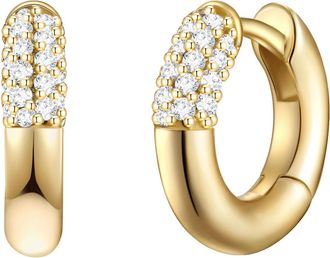Glanzst&uuml;cke M&uuml;nchen Womens Hoop earring sterling silver yellow gold zirconia white - One Size