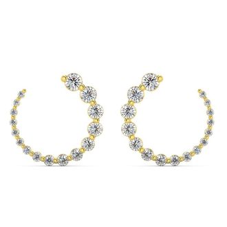 Pompeii3 1 1/2Ct Graduated Diamond Circle Earrings 14k Gold Journey Studs Lab Grown