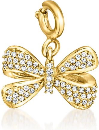 Ross-Simons Diamond Bow Charm in 18kt Gold Over Sterling