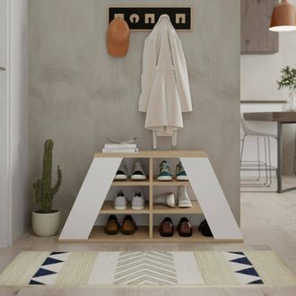 Dmora Zapatero Zungri, Mueble Para 10 Pares De Zapatos, 4 Estantes, 6 Compartimentos, 106x38x50h Cm Roble Marr&oacute;n