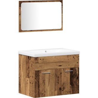 vidaXL Vidaxl Juego De Muebles De Ba&ntilde;o De 3 Piezas Madera Vieja Madera Ingenierada