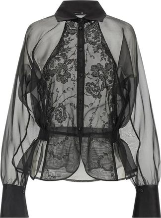 Ermanno Scervino Zijden en kanten blouse - Dames - Blouses - Zwart - 2XS - Overhemden