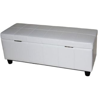 Hhg Nunca usado] Banco baúl Kriens, cuero + polipiel, 112x45x45cm Certificado mvg, blanco
