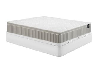 Vente-Unique Conjunto 180 x 200 cm somier con arc&oacute;n blanco + colch&oacute;n de espuma y gel con memoria de forma 7 zonas grosor 22 cm - SOMIRA de YSM&Eacute;E