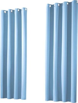 No Brand Juego De 2 Cortinas Opacas De 245 X 135 Cm - Aislantes Y Opacas, Color Azul Claro