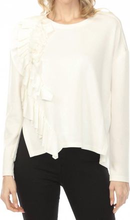Joseph Ribkoff Ruffled Long Sleeve Top In Off White
