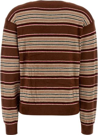 Miu Miu Womens Striped Viscose-Nylon Sweater Brown Nyon