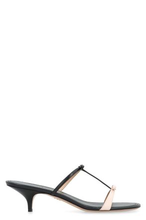 Ferragamo Black Color Block Mini Heels