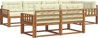 vidaXL Conjunto De Sof&aacute;s De Exterior 8 Uds. Natural Y Crema Vidaxl