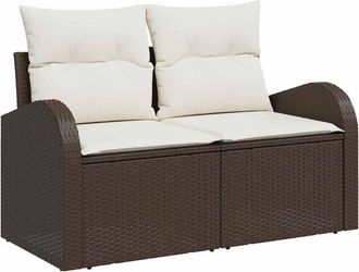 vidaXL Vidaxl - Conjunto De Sof&aacute; De Jard&iacute;n 5 Pcs Marr&oacute;n, Crema 55 X 55 X 37 Cm