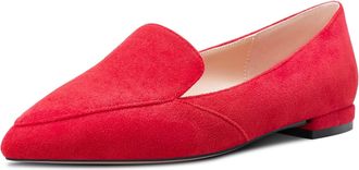 Castamere Women Low Heel Pointed Toe Slip-on Pumps Court Shoe Wedding Office Shoes Red Suede 8 UK