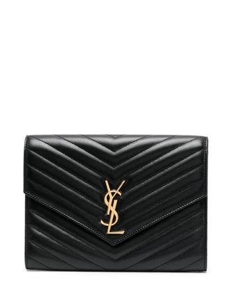 Saint Laurent Cassandre matelassé leather clutch bag - Black