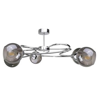 Netlighting Blom Multi Arm Semi Flush Ceiling Light Silver 65cm 5x E27