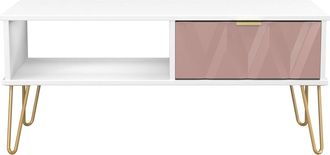 Welcome Furniture Glitz Ready Assembled 1 Drawer Coffee Table in Kobe Pink & White - Welcome Furniture | TJ Hughes