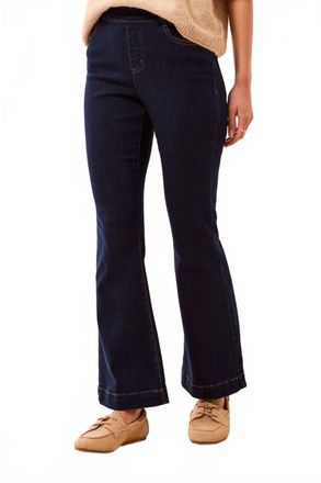 Tribal Womens Boundless Denim Audrey Pull On Flare Jeans In Dark Night