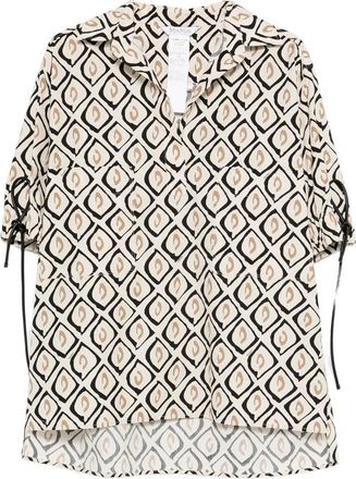 Max Mara Mxmecru Tie-detail Patterned Blouse