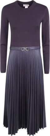 Twinset Vestido Largo de Punto en Piel Sint&eacute;tica - Dresses - Mujer - Marr&oacute;n - M