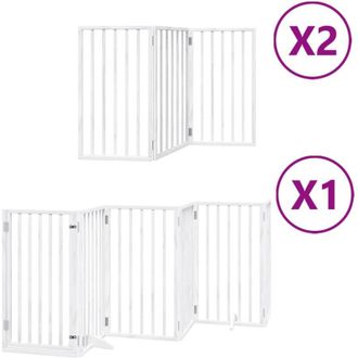 vidaXL Puerta De Perros Plegable 12 Paneles Madera &Aacute;lamo Blanca 600 Cm Vidaxl