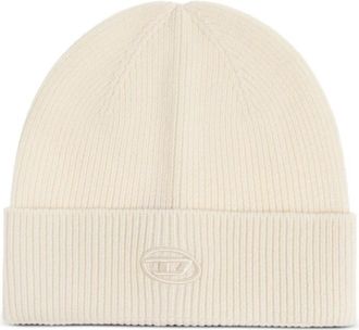 Diesel K-Coder-Fully B Ribbed Beanie - Heren - Hoeden - Wit - ONE Size - Wol - Accessoires