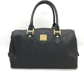 MCM MCM Black Visetos Monogram Boston Womens Bag (Pre-Owned)