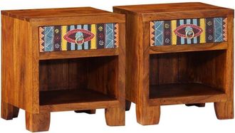 vidaXL Bedside Cabinet 2 pcs 40x35x45 cm Solid Wood Acacia Vidaxl