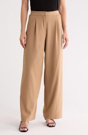 Max Studio Woven Pleat Front Trousers in Mocha-Mocha at Nordstrom Rack, Size X-Small