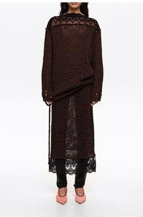 Bimba & Lola Lace Knit Skirt in Dark Brown at Nordstrom, Size X-Small Eu
