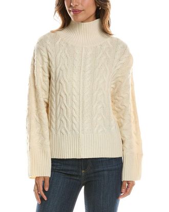 Fort&eacute; Cashmere Luxe Cable Mock Neck 100% Cashmere Pullover