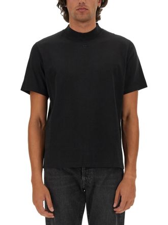 Courr&egrave;ges Black Mock Collar T-Shirt