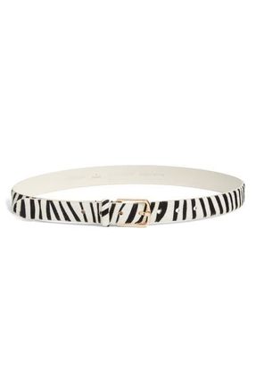 Nordstrom Yvette Genuine Calf Hair Belt in Zebra- Gold at Nordstrom, Size X-Large