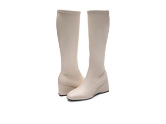 Aerosoles Angela Womens Boots Eggnog Stretch Faux Leather : 8.5 B - Medium