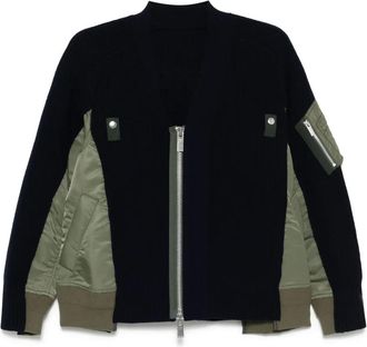 sacai panelled cardigan - women - Wool/Polyester - 2 - Blue