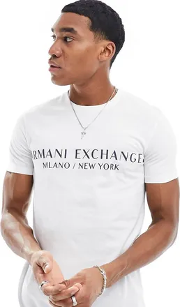 A|X Armani Exchange linear logo T-shirt in white