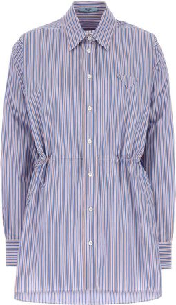 Prada Womens Embroidered Poplin Shirt - Light Grey Cotton - Size EU 38 (Womens)