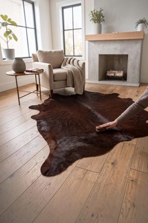 Infinity Leather Natural Cow Real Leather Brown Cowhide Hairon Rug