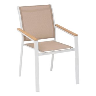 Hesperide Hesperide - Sill&oacute;n De Jard&iacute;n Apilable Essentia De Lino Blanco Y Aluminio Con Revestimiento Epoxi - Hesp&eacute;ride