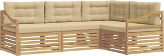 vidaXL Conjunto De Sof&aacute;s De Exterior 4 Uds. Y Beige Poli&eacute;ster Vidaxl