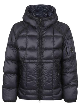 C.P. Company Medium-Length Down Jacket With Adjustable Features And Iconic Logo