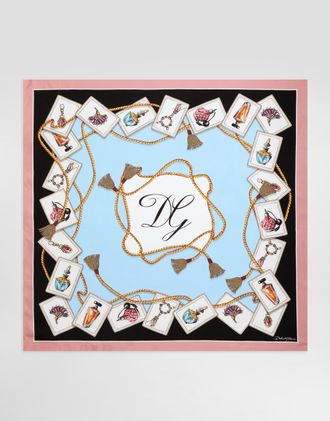 Dolce & Gabbana Perfume-print Silk Twill Scarf 90x90 - Woman Scarves And Silks Multicolor Onesize