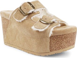 Zigi Soho Faux Shearling Platform Sandal in Sand Suede at Nordstrom, Size 11