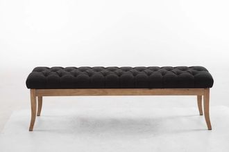 Clp Panca Design Ramses In Legno Chiaro Antico Tessuto Grigio Scuro 150 Cm
