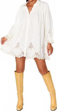 Show me your Mumu Leona Mini Dress In White Lace Embroidery