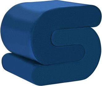 Beliani Pouffe Navy Blue Velvet Fabric Upholstered S-Shape Living Room Footstool ARCADIA