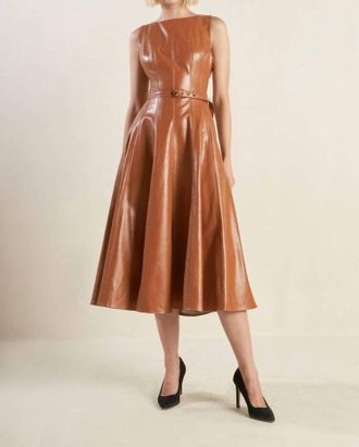 Flying Tomato Faux Leather Midi Dress In Camel
