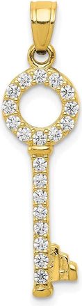 Diamond2Deal 10k Yellow Gold Cubic Zirconia Key Pendant