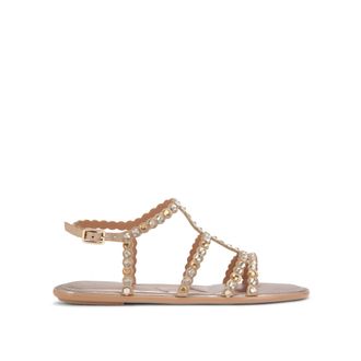 Carvela Womens Confetti Flat Sandals - Gold Fabric - Size UK 4